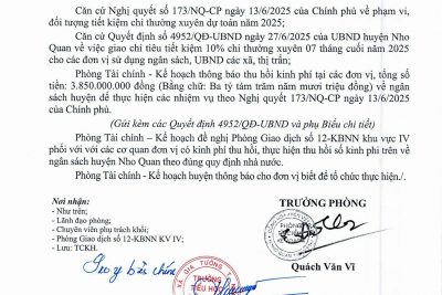 CÔNG KHAI CẮT GIẢM TIẾT KIỆM 10% KPCHI TX NĂM 2025