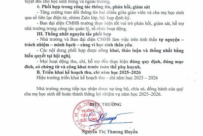 Công khai kế hoạch thu, chi đối với các khoản dịch vụ phục vụ, hỗ trợ hoạt động giáo dục năm học 2025 – 2026